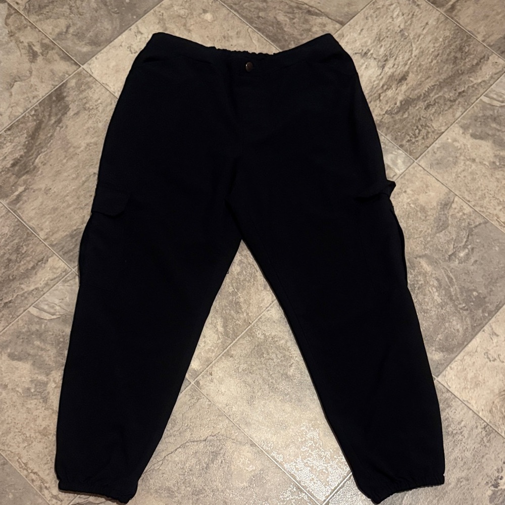 IMAN Black Cargo Pants Wide Leg   Size XL